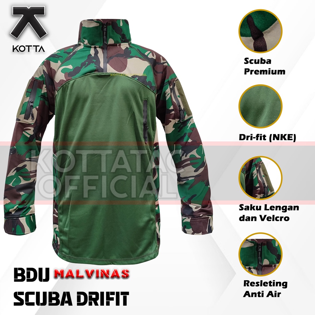 KAOS SCUBA COMBAT DRYFIT MALVINAS - KAOS LORENG DRYFIT - KAOS TACTICAL BDU LORENG - KAOS LORENG PREMIUM -  KAOS LORENG LENGAN PANJANG - KAOS TACTICAL LORENG