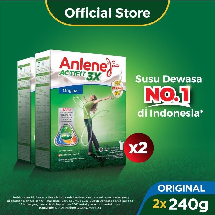 

[ COD ] Anlene Actifit 3X Susu Bubuk Original 2 x 240g-Tulang, Sendi & Otot