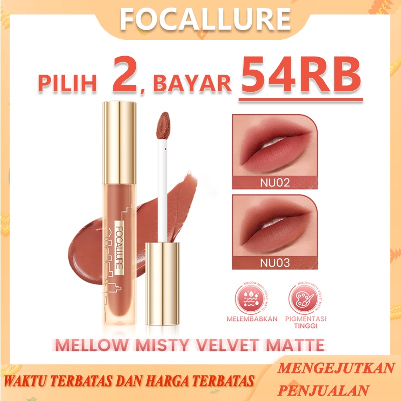 Focallure #Modernurban Misty Matte Lipstick Velvet Lip Tint Airy Fit Moisturize High Pigmented Long Wear Soft Silky Waterproof