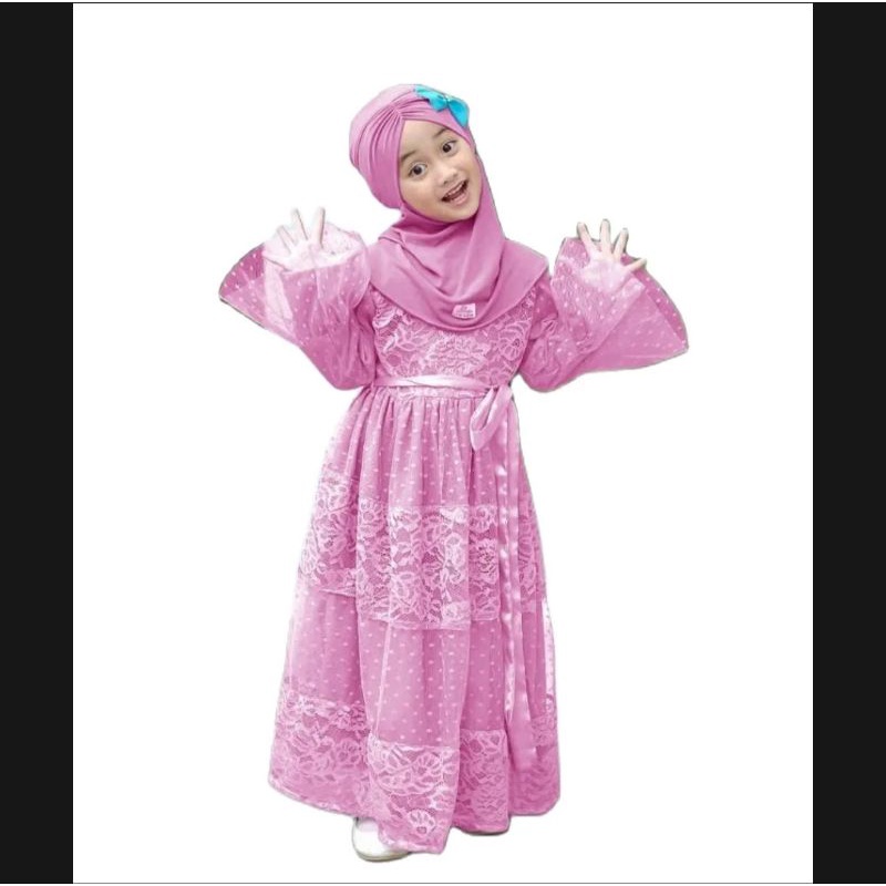 Dress Melinda kids 6/8 tahun cod/ Dress Brokat Anak perempuan  terbaru kekinian / Gaun Kondangan / D