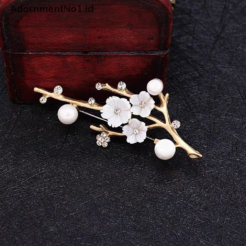 [AdornmentNo1] Bros Bunga Shell Plum Blossom Untuk Wanita Pernikahan Kantor Brooch Pins Decor [ID]