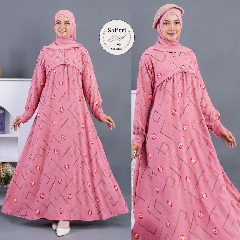 Gamis Crinkle Embroidery by Safitri Fashion