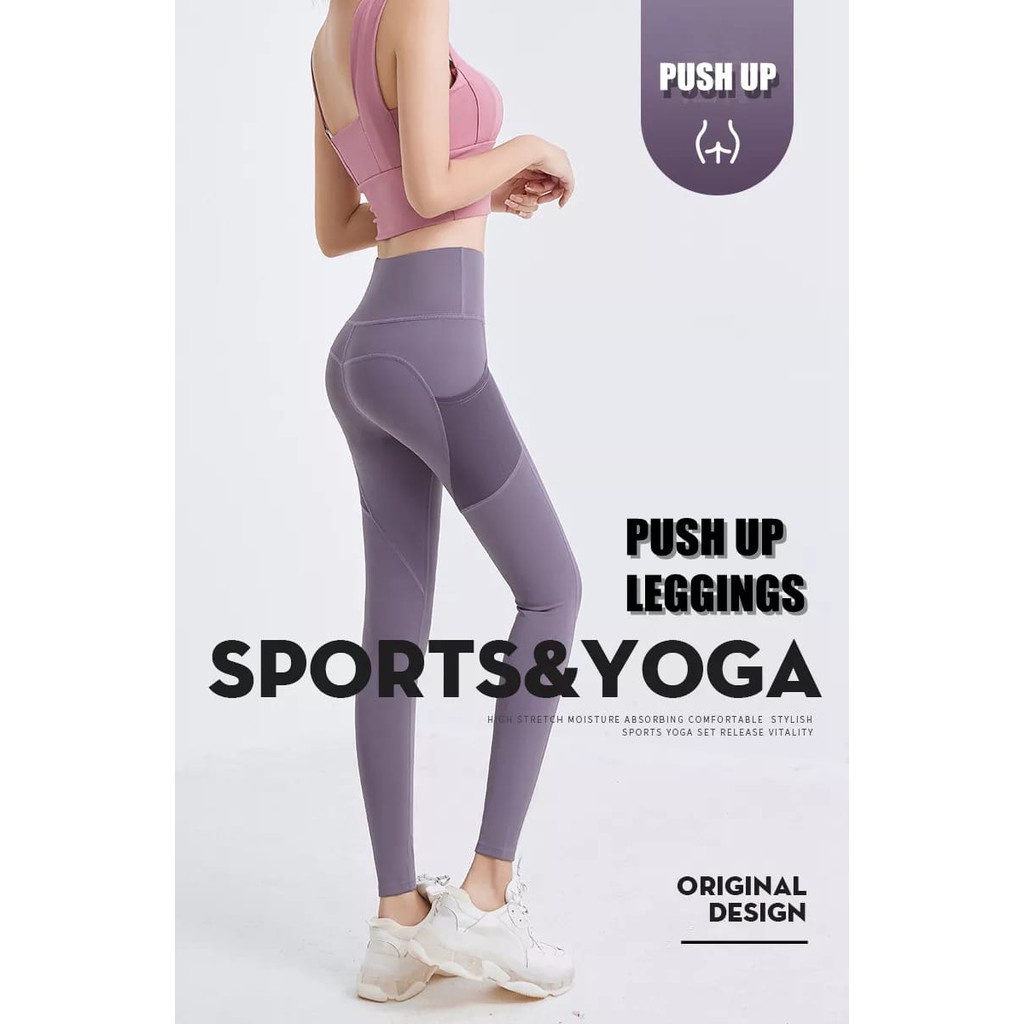 (COD) L-18 Celana Legging Sport Wanita Panjang Yoga Senam Training Gym