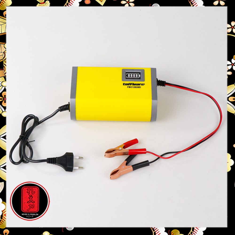 Taffware Charger Aki Portable Motorcycle Car Battery Charger 6A 12V - FBC1206D - Yellow