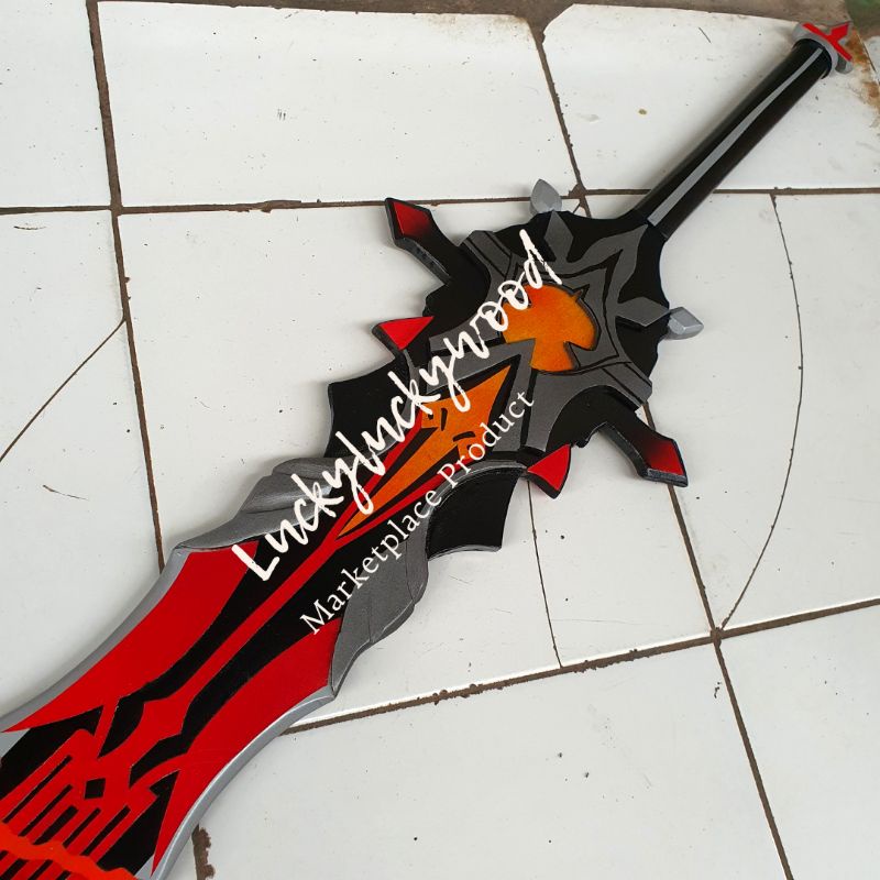 Mainan Pedang Kayu Wolf's Gravestone cosplay anime Genshin Impact