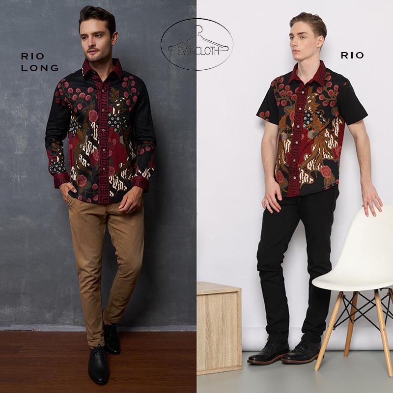 RIO MAN STANDAR / JUMBO / SUPER JUMBO - Kemeja Batik Pria Lengan Pendek