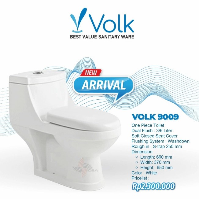 Volk 9009 One Piece Toilet / CLOSET PREMIUM MONOBLOCK MONOBLOK SETARA TOTO / VOLK9009