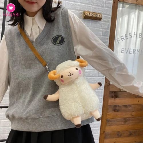 HANABI-tas selempang tas boneka domba SHEEP tas import tas wanita tas jalanjalan bahan plush