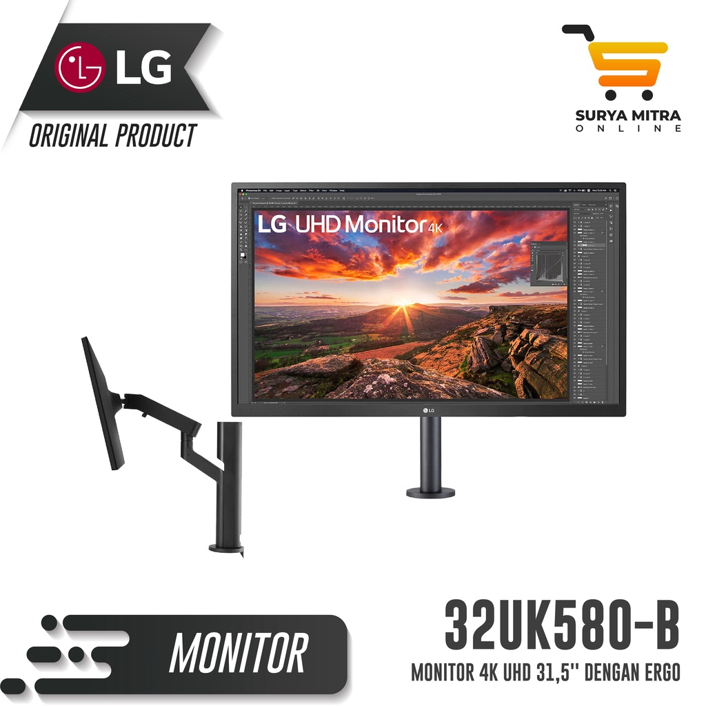 Monitor LG 32UK580 32'' UltraFine UHD 4K with Ergo Stand