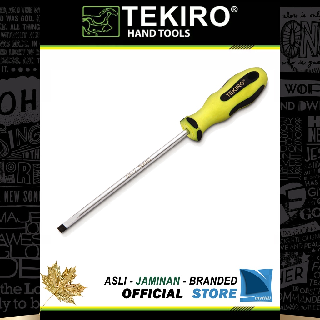 Obeng Gagang TPR (-) Min 3~6 mm x 38~300 mm / TPR Screwdriver TEKIRO ( Anti Selip / Ujung Magnit )