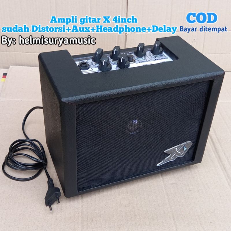 Ampli gitar - ampli gitar X mini 4inch sudah distorsi delay Aux headphone