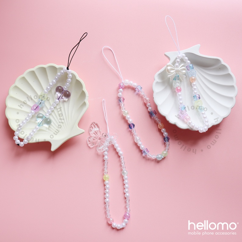Phone Starp Love Pendant Phone Charm Gantungan Hp Korea Lucu Pearl Charm Tali Gantungan Handphone Aksesori Gantungan Kunci/Phone Strap/Keychain Manik Manik Gantungan