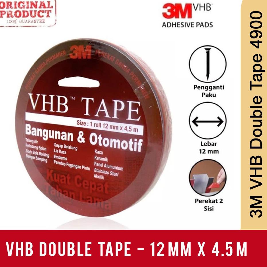 

Murah Diskon 3M VHB Double Tape 12 mm x 4.5 M, Double Tape Otomotif Bangunan Building and Automotive