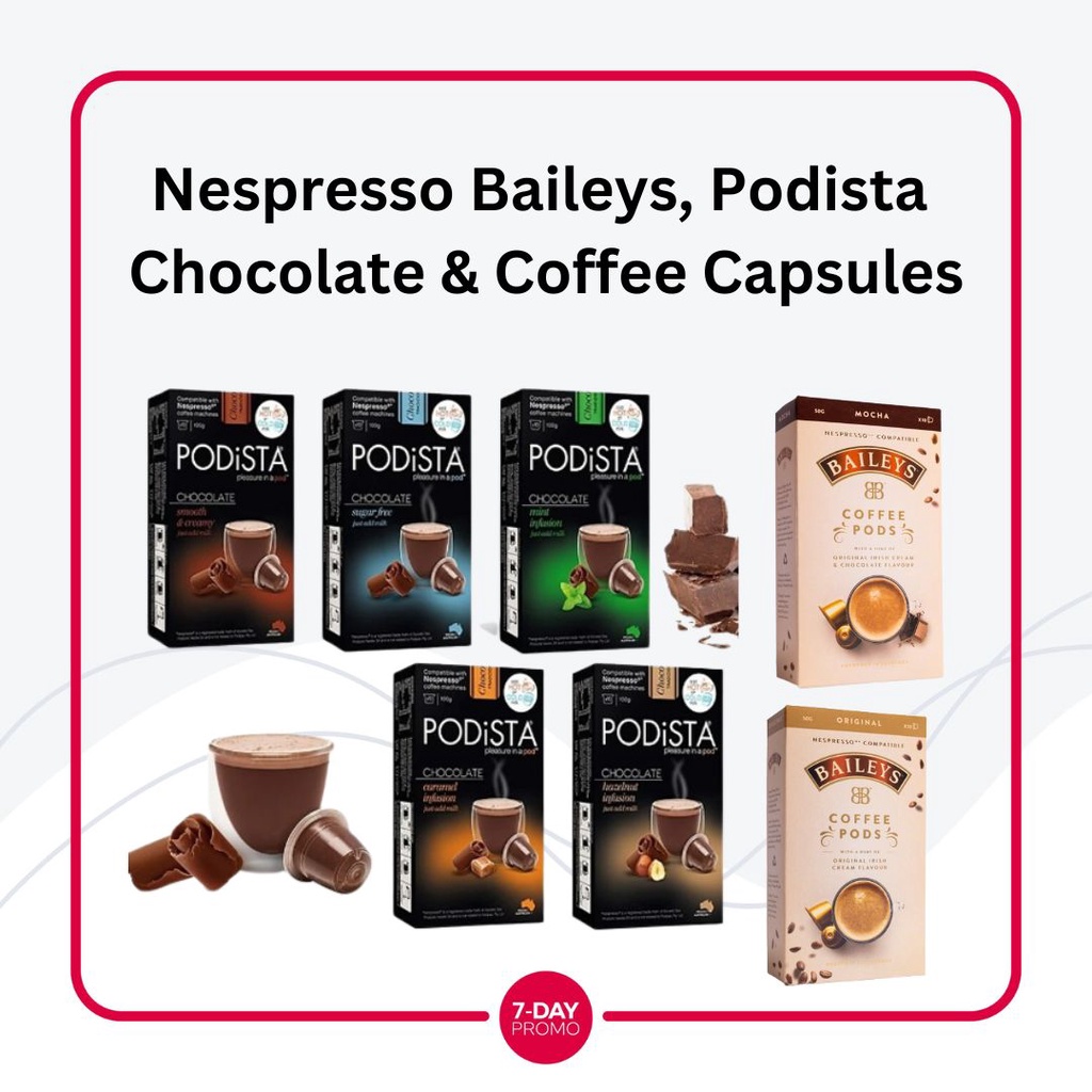 Nespresso Chocolate &amp; Coffee 10 Capsule Podista Baileys Original Podista