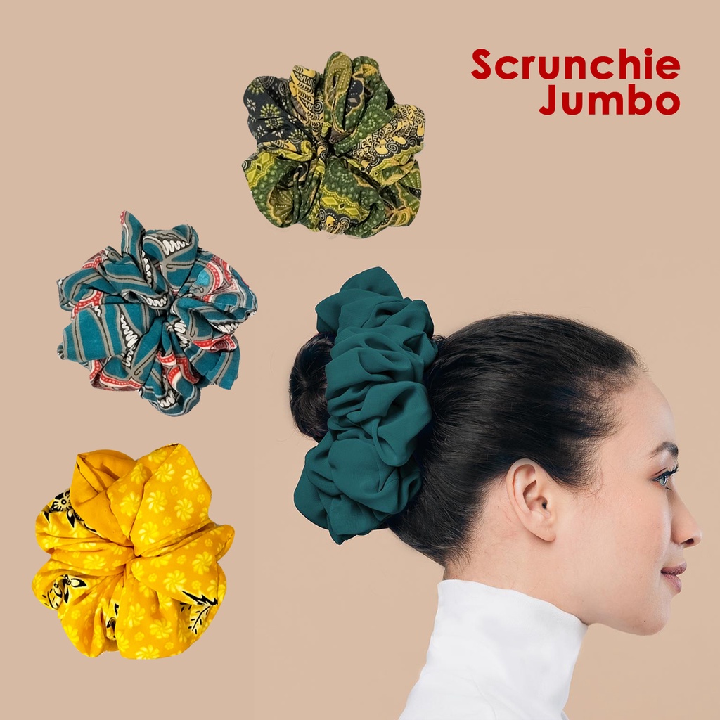 Cepol hijab jumbo cemol scrunchie jumbo ikat rambut besar tali rambut besar motif batik kuncir rambut hijab