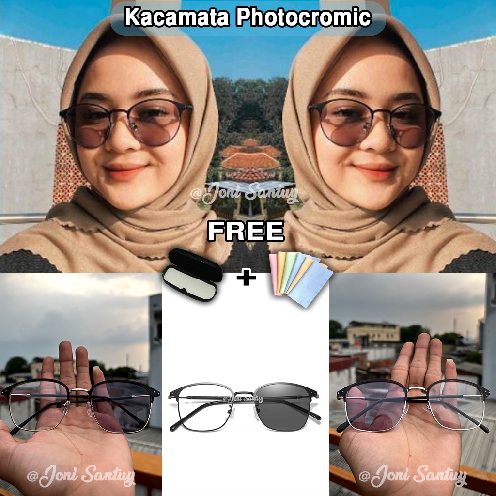 [Free Box] - Kacamata Photocromic Korea Anti Radiasi 2 In 1 Potokromik Photochromic Pria Wanita PA2