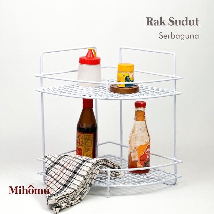 RAK DAPUR SUDUT/RAK BUMBU SUDUT/RAK SERBAGUNA 2 SUSUN KAWAT ANTI KARAT