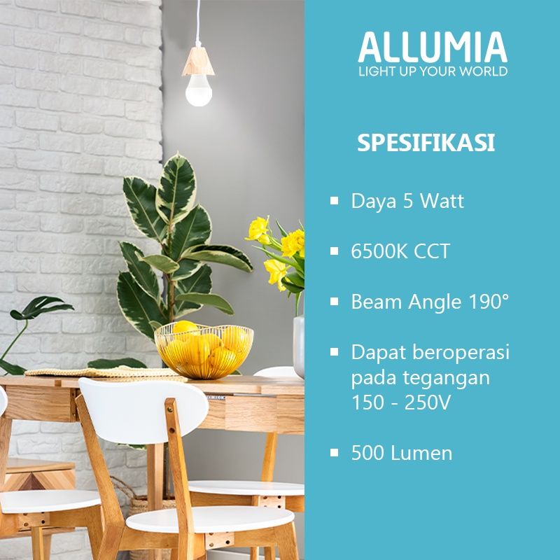 ALLUMIA Bulb Lampu LED 5 Watt 6500K Putih Cool Daylight Lampu Bohlam Rumah A03 Lampu LED Allumia