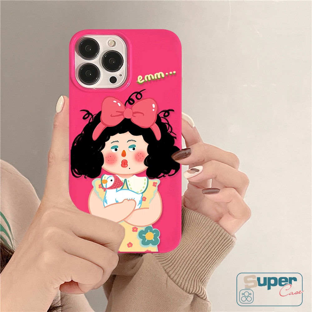 IPHONE Glossy Kartun Permen Lucu Imut Gadis Case Kompatibel Untuk Iphone11 13 14 12 Pro Max XR 7 8 Plus X XS Max SE 2020 Kamera Perlindungan Tahan Guncangan Ros Merah Lembut Tpu Silicon Back Cover