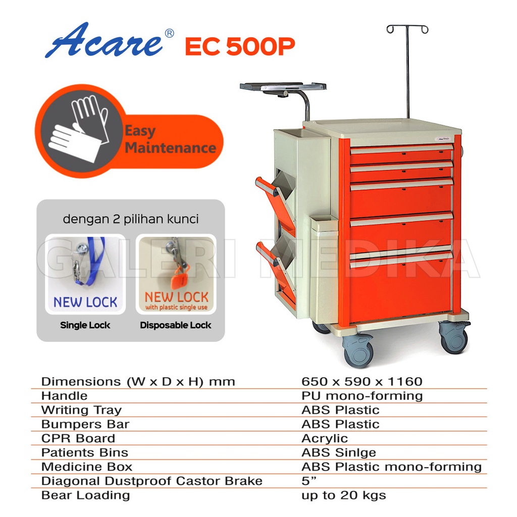 Troli Darurat Acare EC-500P Emergency Cart / Emergency Trolley Acare EC-500P / Troli Emergency