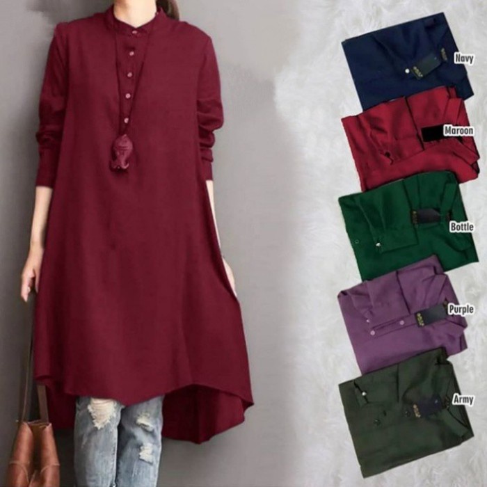Tunik Baju long tunik wanita YESLIN terbaru 2023 fashion muslim kekinian busui garis2 terbaru 2023 k