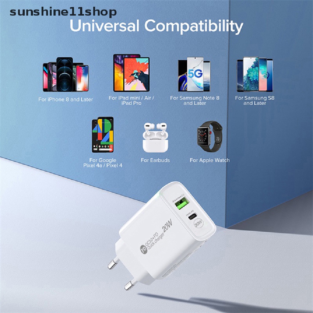 Sho PD 20W USB Charger Quick Charge 3.0 Fast Phone Charger Adapter Tipe-PD Untuk Telepon N