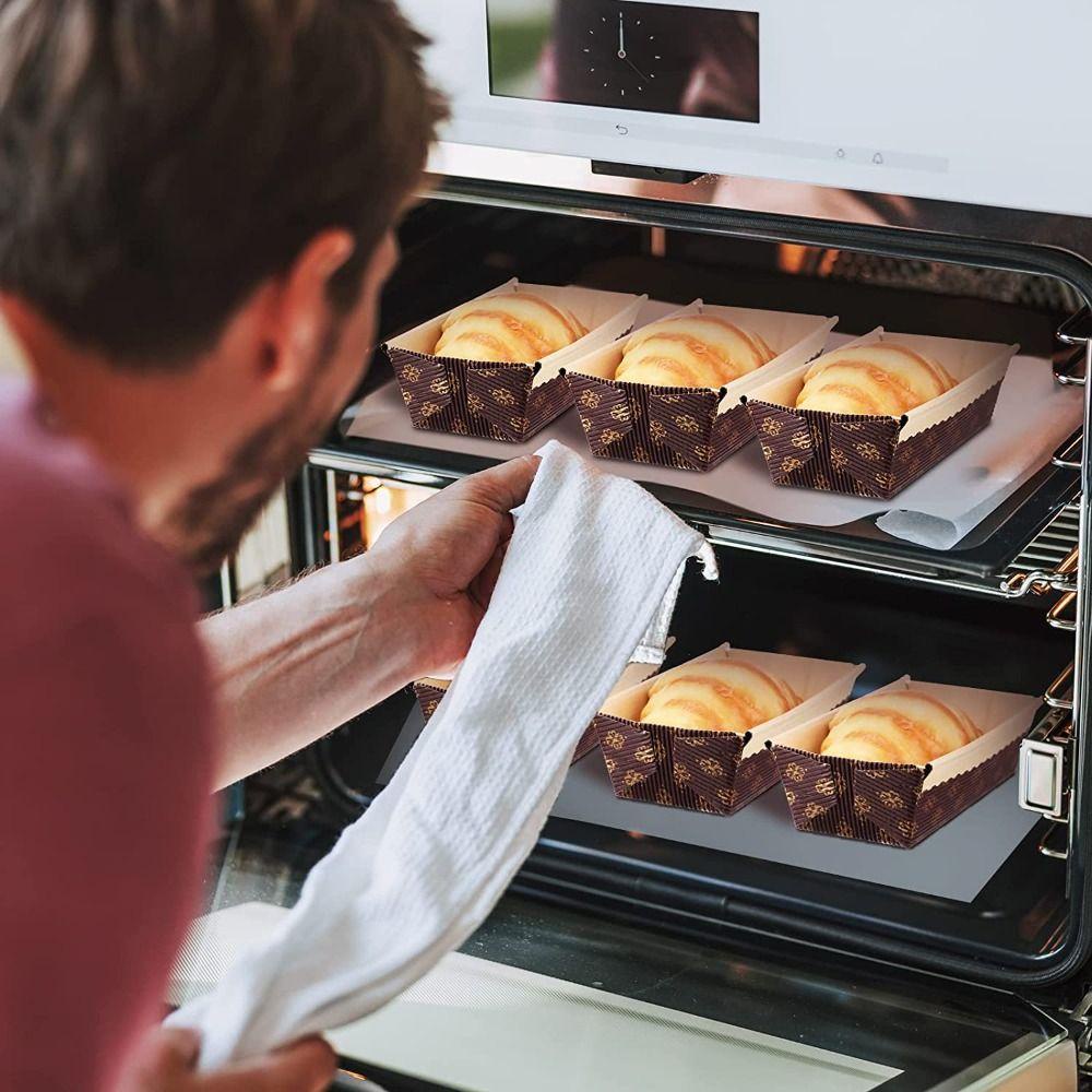 [Elegan] Paper Loaf Pans Wedding Bakery Penjepit Kue Kraft Persegi Panjang Sekali Pakai