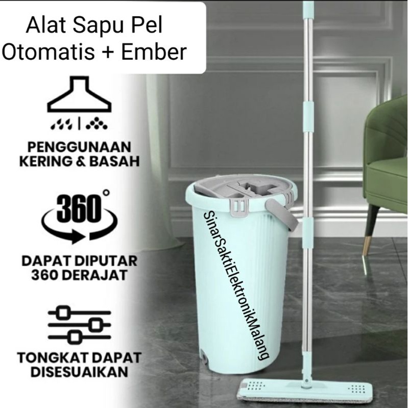 Samono Alat Pel Lantai Otomatis Ultra Mop Flat Tarik Sapu Ember Smart Mop Sweeper Malang