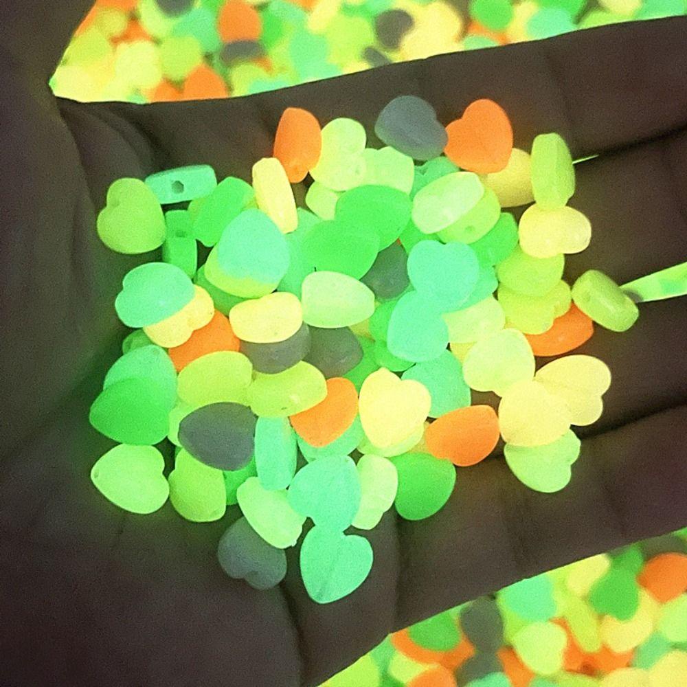 NEEDWAY Needway Bercahaya Mainan Lucu Manik-Manik Akrilik Multicolor Glow In The Dark DIY Gelang Aksesoris Pasangan Hadiah Memancing Longgar Spacer Beads