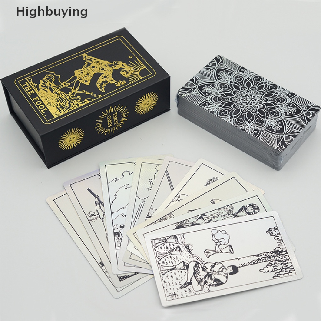 Hbid Set Kartu Tarot Gift Box Foil Emas Tarot Card Hot Stamping PVC Tahan Air Tahan Aus Board Game Solitaire Ramalan Glory