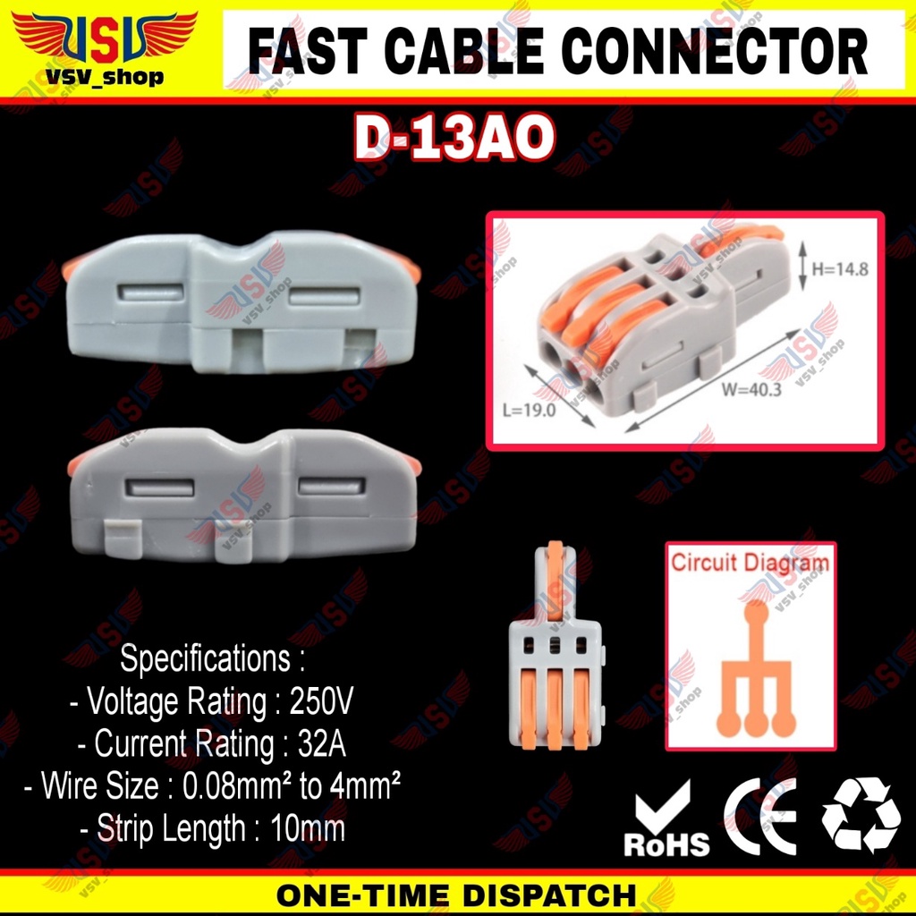 Terminal Konektor Kabel Sambung Cabang Quick Cable Connector wago
