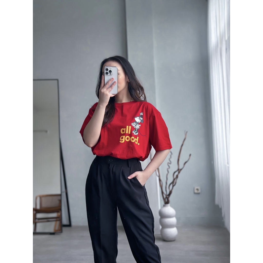 INFINITEE Kaos Wanita Lengan Pendek Ukuran Jumbo Oversized Tshirt