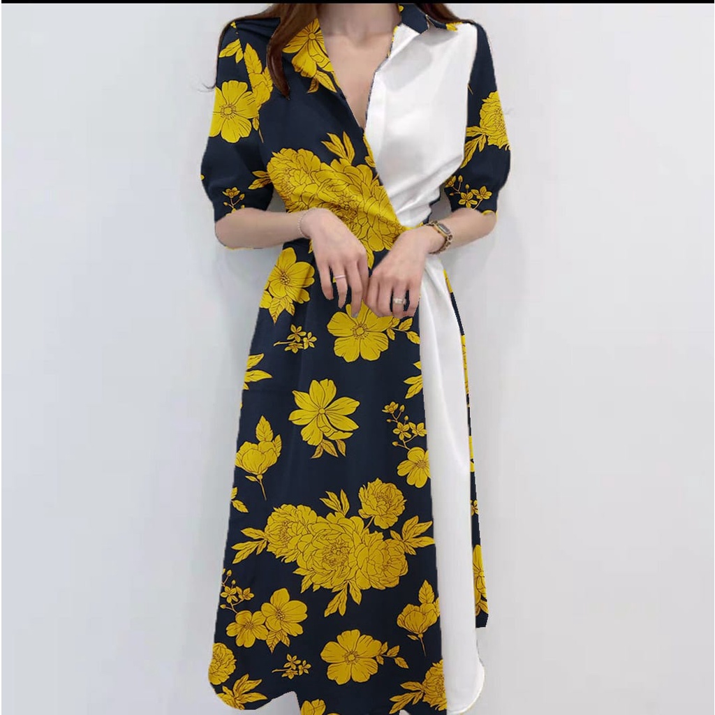 FWG - DRESS ELENA COMBI / DRESS WANITA / DRESS PANJANG WANITA / DRESS / DRESS KONDANGAN / LONG DRESS