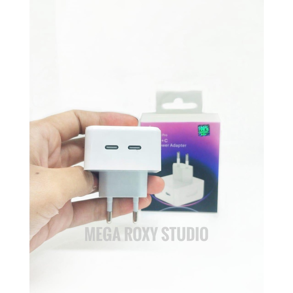 Charger Adaptor 50W DUAL USB-C PD Tipe C batok casan ip 50w