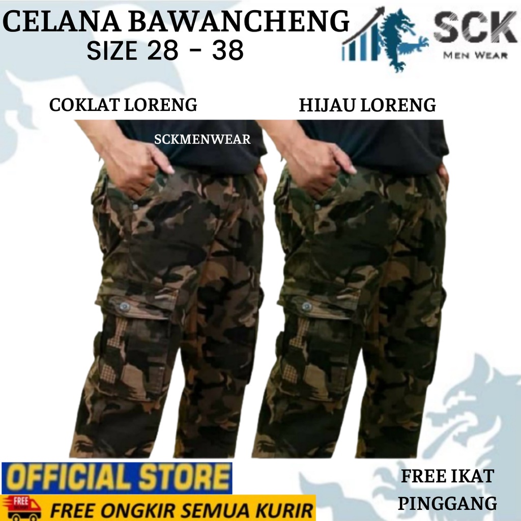 Celana Panjang Doreng Bawancheng Kargo Pdl Size 28-38 / Bawahan Tactical Cargo Pria  - sckmenwear GROSIR