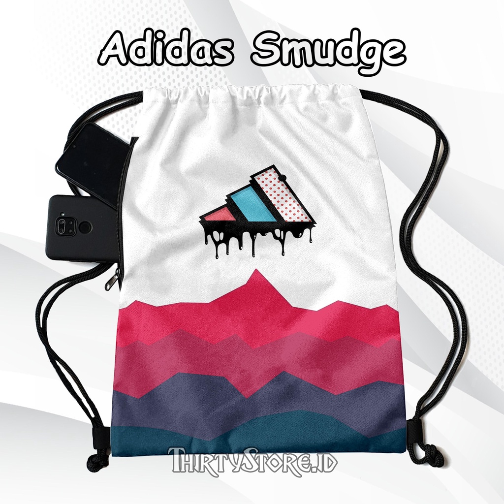 Tas Serut Anti Air New String Bag Full Print Pria Dan Wanita Motif Adidas Smudge Tas Olahraga Tas Sekolah