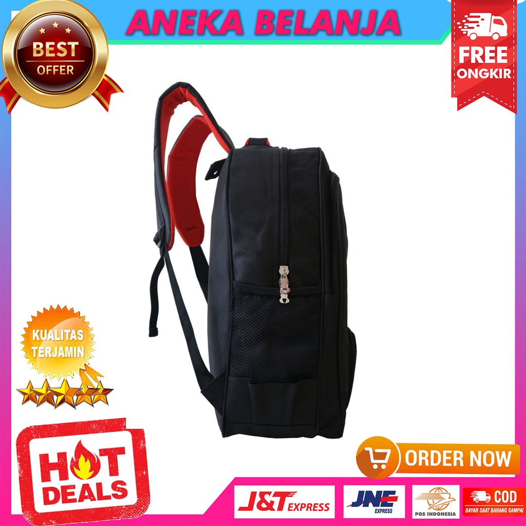 Tas Ransel Polo Pria Perempuan SMA Kuliah Kerja Mikro Garis Hitam Backpack Cowok Cewek Sekolah Dinas Free Raincover + Slot Laptop Bahan Awet Tebal Harga Termurah Terlaris Kualitas Import