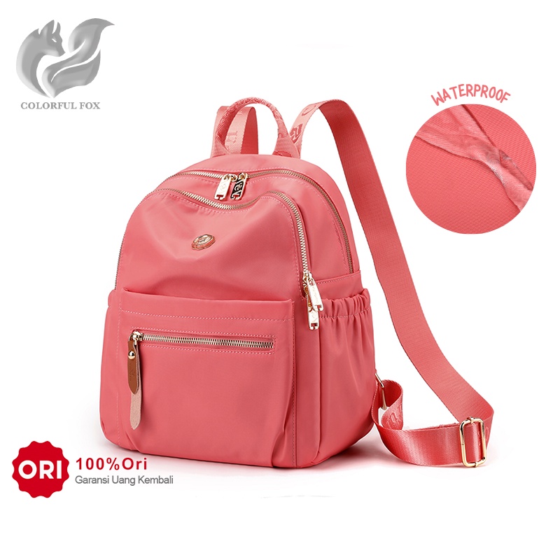 Tas Ransel Wanita COLORFUL FOX 2210 Backpack Wanita Remaja Tas Anti Air WATCHKITE WKOS