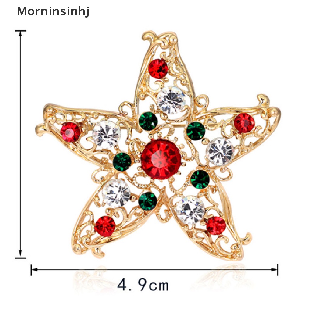 Mornin 1X Fashion Unisex Bintang Kristal Berlian Imitasi Snowman Natal Bros Pin Xmas Hadiah id