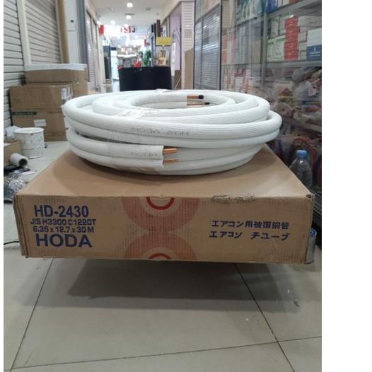 Ω HODA pipa AC 1,5/2PK 1/4×1/2 meteran selang AC rumahan split tebal original hoda ♞