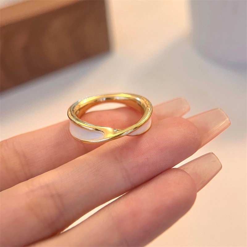 Emas Gross Drop Glaze Ring Female Ins Style Cincin Jari Telunjuk Mode Sederhana