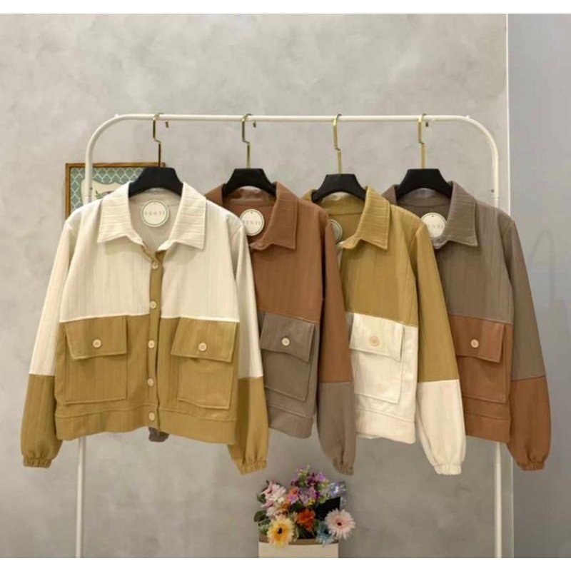 jaket unisex crop corduroy