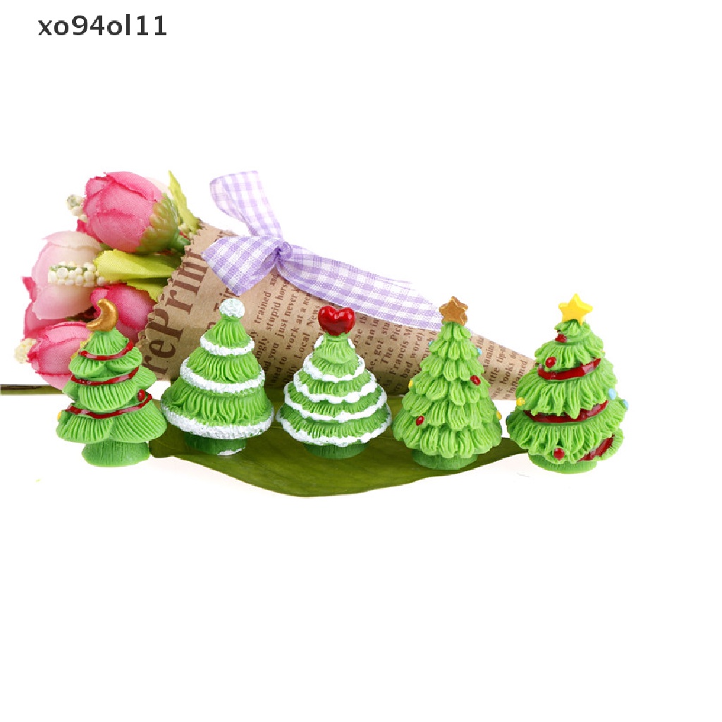 Xo 2pcs Patung Miniatur Pohon Natal Dekorasi Taman Rumah Boneka Lanskap Mikro OL