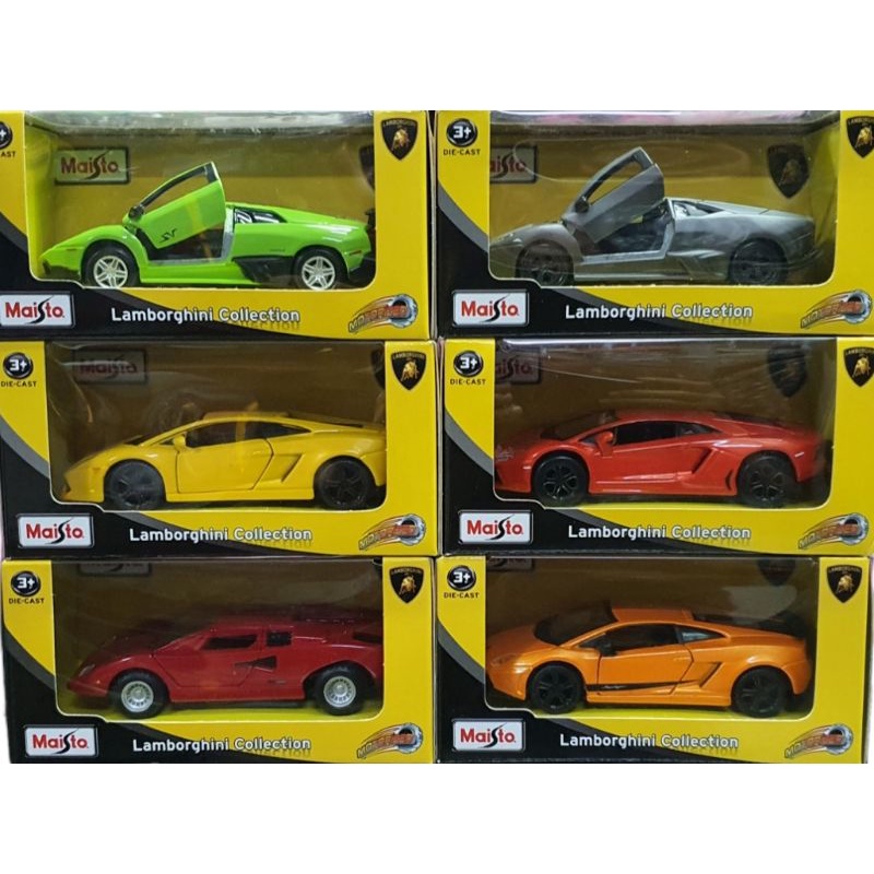 Maisto Lamborghini Collection Diecast Mobil Lamborghini Aventador Gallardo Countach Reveton Murcielago Die-cast Miniatur Mobil Mobilan Pajangan