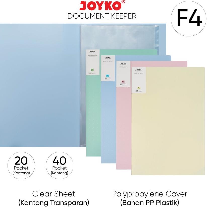 

E92 Joyko Dokumen Keeper Clear Holder DK-B40 F4 40 Sheet Pastel Color BEST SELLER ゝ