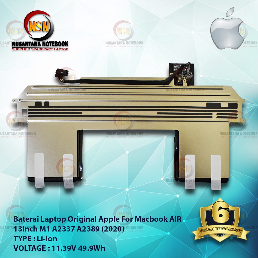 Baterai Apple Mac AIR 13&quot; M1 A2337 A2389 (2020) 49.9Wh