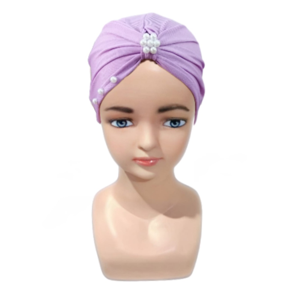 turban anak mutiara cantik lucu murah bahan jersey