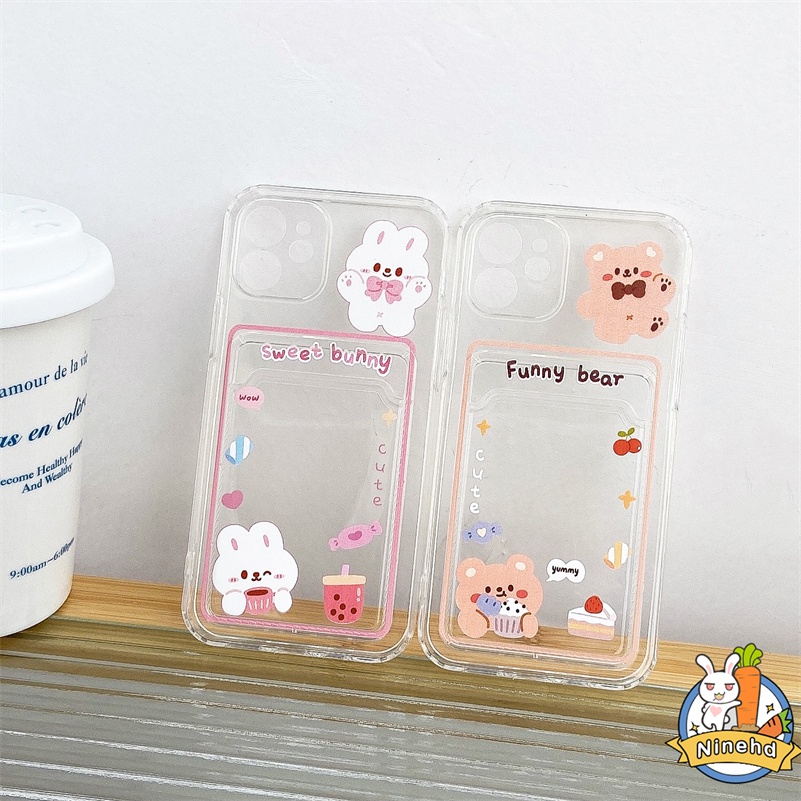 Vivo Y02 Y16 Y02s Y35 Y22 V25e V25 V23e V23 V21 V21e Pro Y15A Y15s Y01 T1 T1 T1x Y21 Y21s Y21A Y33T Y21T Y12s Y12A Y20 Y20s Y20i Y17 Y15 Y12 Y1s Beruang Lucu Clear Card Holder Casing Handphone