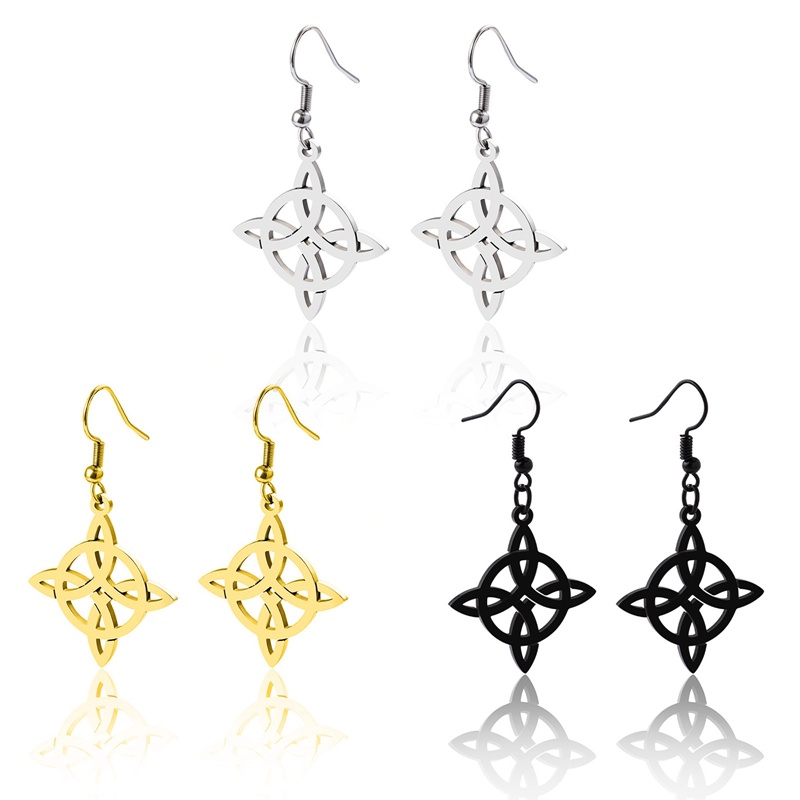 Hip-hop Celtic Knot Earrings Untuk Wanita Stainless Steel Witch Knot Earring Star Of David Earrings Vintage Perhiasan Hadiah Pesta