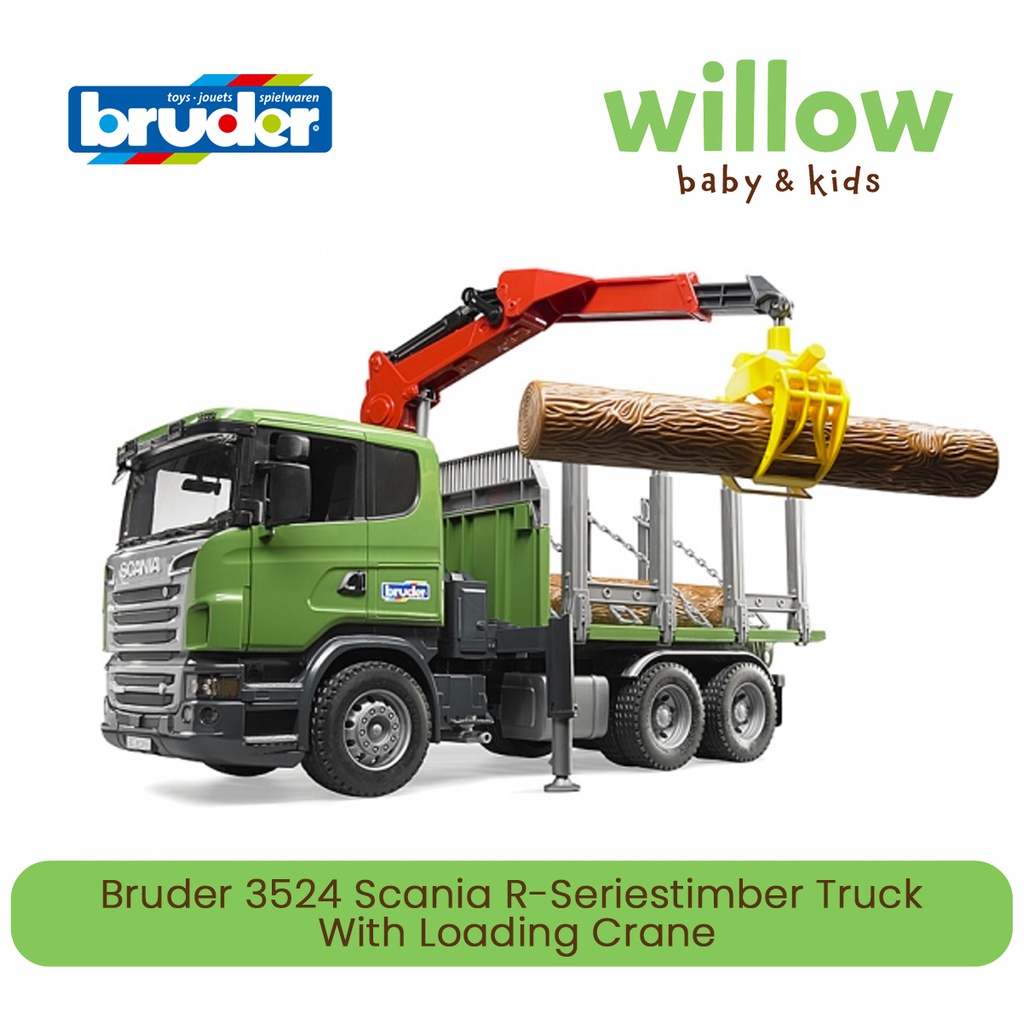 Diecast Truk - Bruder Scania R-Seriestimber Truck With Loading Crane